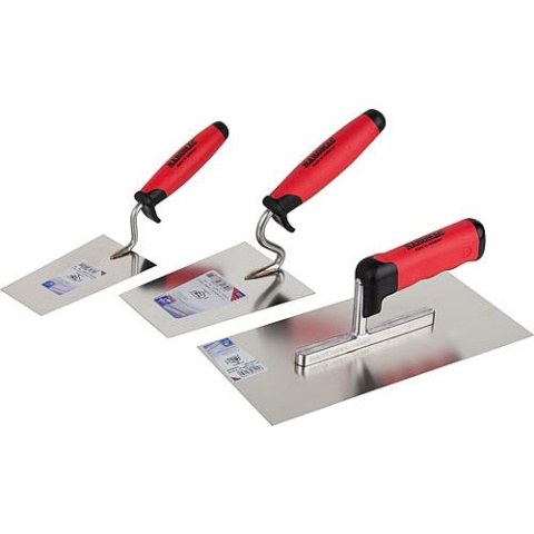 Haromac trowel set 3-piece stainless steel, 2-component handle, smooth, plaster, trowel 100005036 NEW