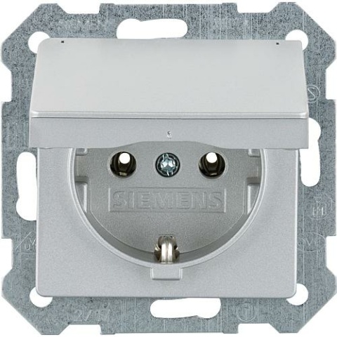 Enchufe Siemens SCHUKO con tapa abatible aluminio metálico/ clase de protección IP20 1 unidad 5UB1 937 NUEVO