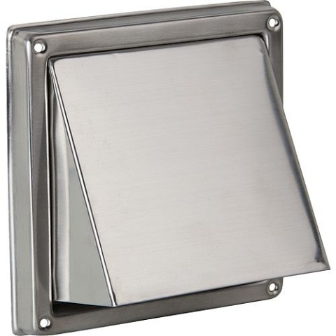 Uitlaatluchtkap roestvrij staal V2A geborsteld aansluitstuk Ø 100 mm, buitenafmetingen: 150 x 150 mm NIEUW