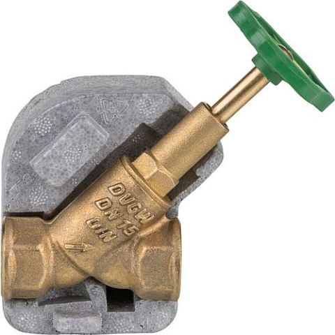 Schlösser free-flow valve with insulating shell 3/4"", rising spindle, without drain NEW
