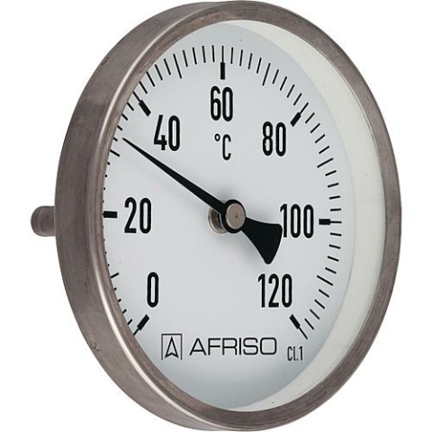 Thermomètre en acier inoxydable Afriso, 0 - 120°C, 1/2"", 80 mm, gaine de protection 63 mm 66247312MS NOUVEAU
