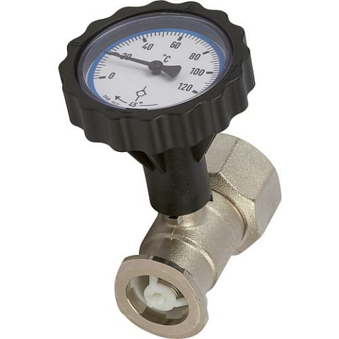 RL pump flange ball valve 11/4"" with blue thermometer handle and gravity brake NEW