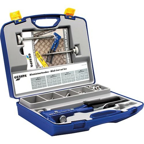 Gesipa blind rivet nut set incl. blind rivet nut pliers GBM and blind rivet nuts M4/5/6 1435455 NEW