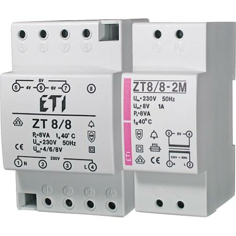 ETI Bell Transformer ZT8/8-2M 1A, 8V 2411010 NEW