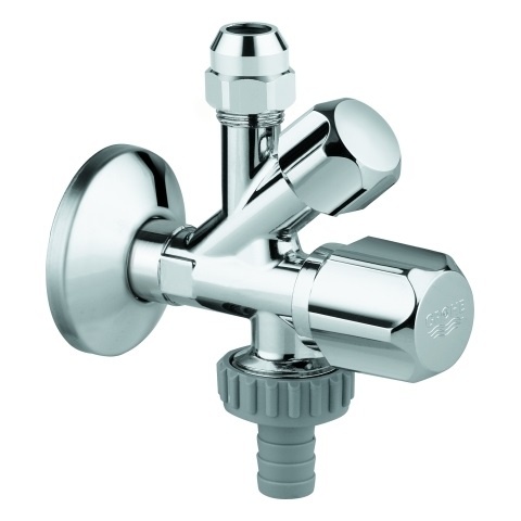 Grohe Kombi-Eckventil 22035 Wandrosette 1/2x3/8x3/4 m. Schlauchanschluss chrom 22035000 NEU