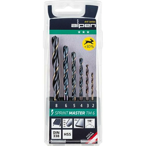 Alpen metal drill ALPEN® Sprint Master DN338 RN 6-piece in plastic box 811122100 NEW