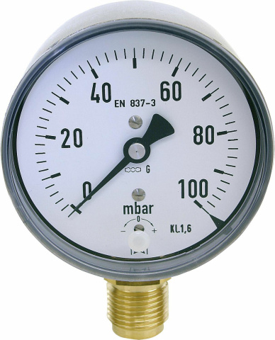Afriso capsule manometer KP 80.8 DN15 1/2"" radiaal 0-160 mbar, Ø 80 mm 35070301 NIEUW