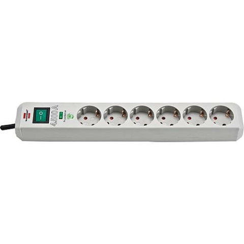 Brennenstuhl surge protection socket strip - 6 times device protection PC grey 1159750015 NEW