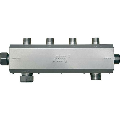 MIK heating circuit manifold 6 heating circuits incl. 2 caps 2"" NEW