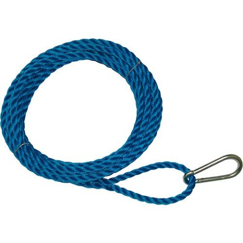 Wanner construction hoist rope, one eye with snap hook, different. smooth end Polypropylene blue, 18 mm, length 15 m NEW
