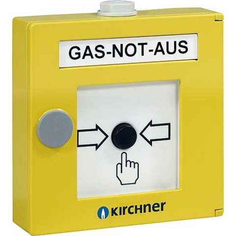 Kirchner Gas ""PARADA DE EMERGENCIA"" Pulsador trasero de cristal versión 230V, IP43 NUEVO