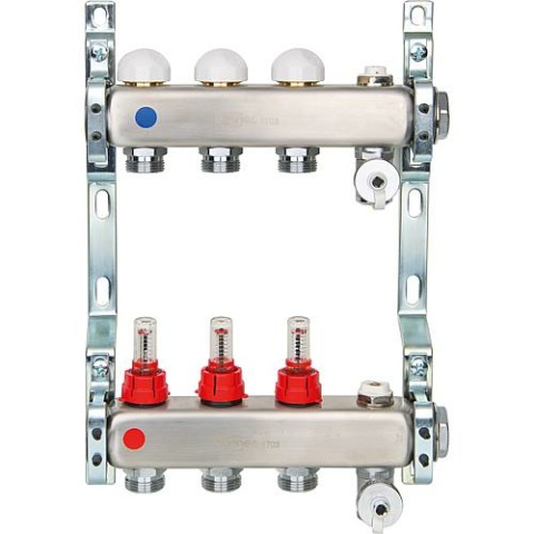 Evenes heating circuit manifold ACT2, DN 25 (1"") stainless steel, 8 heating circuits with flowmeter NEW