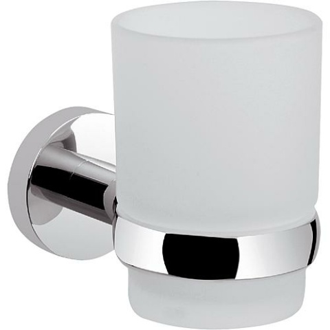 Evenes Glashalter Eight mit Wandhalter Glas satiniert Messing verchromt NEU