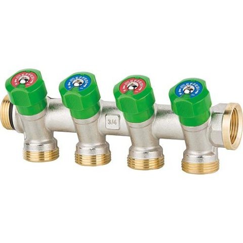 Effebi Distributeur deau potable quadruple DN 20 (3/4""), PN16, verrouillable DVGW, laiton NEUF