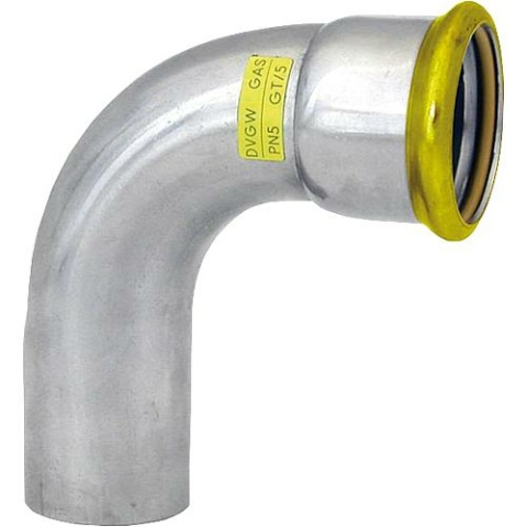 Eurotubi Edelstahl-Pressfitting Gas Einsteckbogen 90°, i/a 90°, DN 88,9, M-Kontur NEU